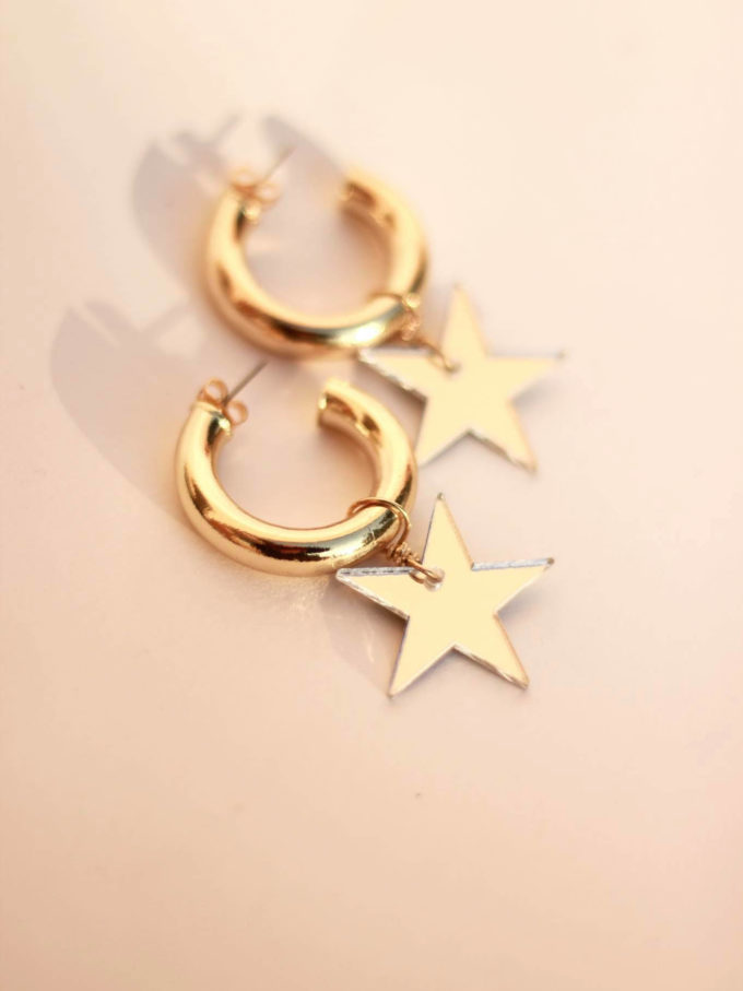 MIRROR Gold Hoops (star)