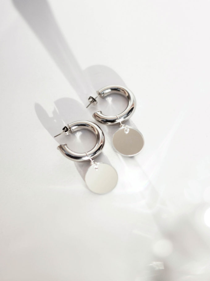 MIRROR Silver Hoops (circle)