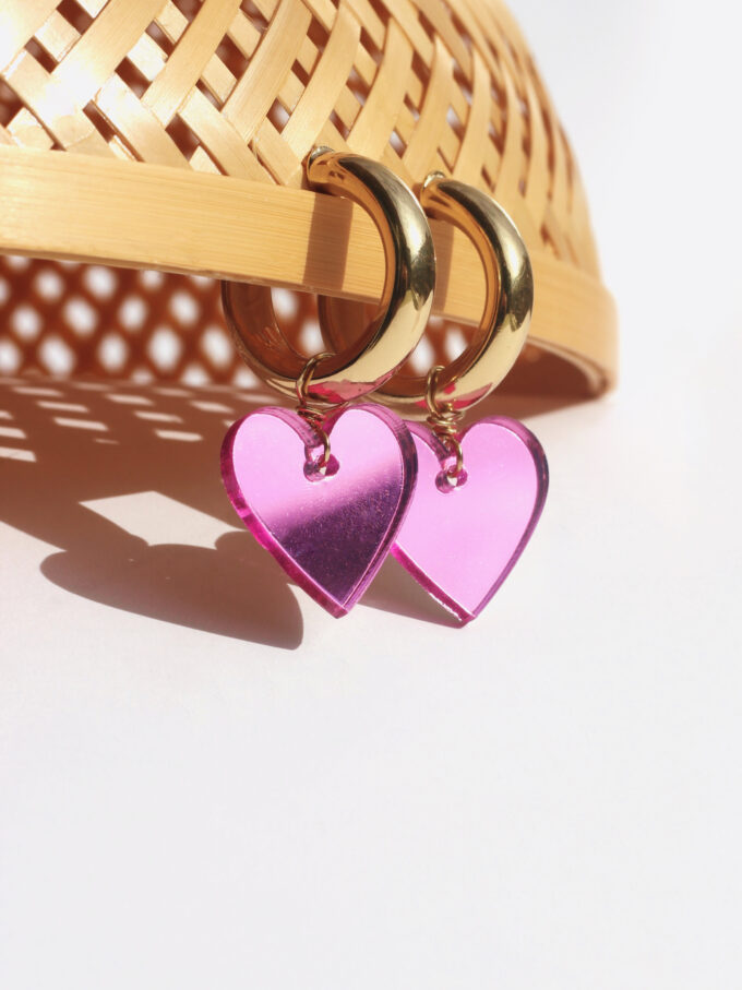 MIRROR Hoops (Pink Heart)
